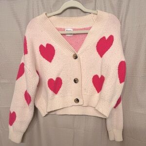 Princess Poly pink heart cropped cardigan